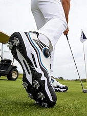 cheap Men's Golf Shoes-Men's Red and White Golf Shoes with Shock Absorption, Comfortable Footwear for Golf &amp; Active Lifestyles
