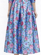 baratos Comprimento do chá-Linha A Longuette Vestido Coquetel Vestido de convidada de casamento Vestido Para Mãe dos Noivos Manga 3/4 Decote V Elegante Simples Casual Formal Cetim Elástico com Pregas Estampado