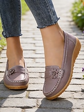 billiga Lätta damskor-Kvinnors gula komfortmockasiner – låtsasläder med blommor avslappnad stil för promenader arbete shopping resor och vardagligt bruk