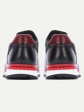 abordables Baskets de Costume-Chaussures de course pour homme en cuir bordeaux – un design sportif et un confort optimal, parfaites pour les mariages décontractés, les événements en plein air et les week-ends.