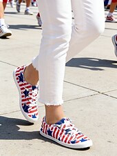  Scarpe in tela con laccetti rossi e blu per donna per il 250° Anniversario degli Stati Uniti – Sneakers casual patriottiche vintage per il Giorno dell'Indipendenza parate passeggiate in città viaggi