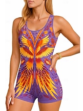 abordables Rash Guards de Una Pieza-Mujer Camiseta Protección Solar Surf Traje de surf de una pieza Traje de baño Boho Folk Cerrar con sujetador incorporado Acolchado extraíble Protección solar UV UPF50+ Utra ligero (UL) Sin Mangas