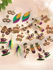 levne Příslušenství-Dámské náušnice s motivem Mardi Gras – materiál slitina, k dispozici v různých designech, ideální pro oslavy a festivaly Mardi Gras