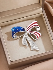 abordables Accessoires-Broche patriote en forme de nœud pour femmes du 250e anniversaire des États-Unis disponible en or et en argent en matériau allié parfait pour les célébrations de l'Amérique et du jour de