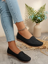 tanie Mokasyny i trzewiki damskie-Damskie kawowe slip-on mokasyny - miękkie wygodne płaskie buty do codziennego komfortu spacerów pracy podróży i codziennego noszenia