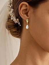 billige Bryllup ACC-Øredobber med imiterte perler til dame – tilgjengelig i gull og sølv, elegant design for bryllup, kveldsarrangementer og hverdagsbruk