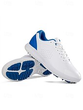 Недорогие Мужская обувь для гольфа-Белые мужские туфли для гольфа с амортизацией, легкие и дышащие, идеально подходят для игры в гольф и занятий спортом на открытом воздухе.