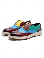 economico Scarpe Oxford-scarpe brogue in similpelle colorate da uomo, calzature formali da lavoro per matrimoni, scarpe eleganti per lo sposo e gli invitati al matrimonio