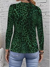 baratos Camiseta listrada e geométrica-Mulheres Camiseta Imprimir Gráfico Geométrica Abstrato Vintage Moda à moda Manga Longa Gola Redonda Tops regulares Diário Azul Vermelho Roxo Fúcsia Marron Verão Primavera