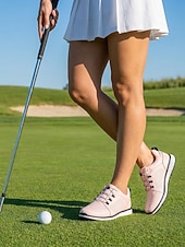 abordables Zapatos de Golf para Mujeres-Zapatos de golf rosas para mujer: zapatillas de golf elegantes y ligeras para mujer, suela amortiguadora para jugar al golf, entrenar, caminar y uso diario.