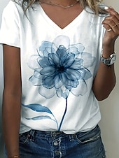 voordelige Dieren thee-Dames T-shirt Afdrukken Grafisch Libel Vintage Stijlvol Klassiek Korte mouw V-hals Normale tops Dagelijks blauw Wit Oranje Zomer Lente