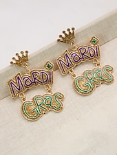 levne Příslušenství-Dámské náušnice s motivem Mardi Gras – materiál slitina, k dispozici v různých designech, ideální pro oslavy a festivaly Mardi Gras