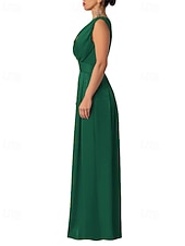 economico Tuta-Per donna Normale Tuta Elegante Tinta unica Senza Maniche Gamba larga Scollo a V Pieghettato Vacanza Ferie Vestibilità regolare Nero Verde militare Rosso Estate