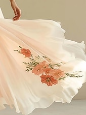 abordables Robes fleuries élégantes-Femmes Robe maxi Robe Décontractée Robe en Chiffon Robe Fleurie Élégant Mode Moderne Extérieur Vacances Sortir Coupe régulière Fleuri Manche Courte Col en V Rose Claire Été Printemps