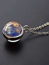 billige Menns smykker-planetanhengskjede for menn, smykker i legering og glasskuppel, flere design med solsystemet, minimalistisk kosmisk stil for hverdagsbruk og gaveiding