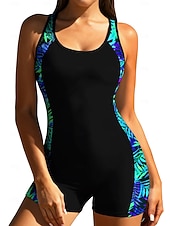 tanie Rash guardy One Piece-Damskie Średnie Docieplacze Jednoczęściowy strój do surfingu Strój kąpielowy Tropikalny Drukowane Blokowanie kolorów Zapiąć na zamek błyskawiczny z wbudowanym biustonoszem Wyjmowane wkładki Ochrona