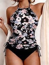 economico Tankini-Per donna Costumi da bagno Tankini Due pezzi Birichino Costume da bagno Coulisse Vacanza Abbigliamento da Spiaggia Floreale Grafico All'americana Senza Maniche Costumi da bagno