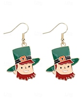 billiga Tillbehör-Damörhängen i legering med hängen till fest, St. Patrick's Day-motiv, flermönster med shamrock och pyssling, roliga festliga irländska smycken för högtidsfester, parader och festkläder