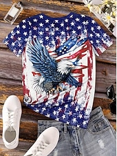  Dzień Niepodległości patriotyczne t-shirt dla kobiet vintage mody stylowe krótkie rękawy okrągły dekolt regularne bluzki codzienne weekendowy nadruk niebieski biały czerwony  niebieski lato wiosna