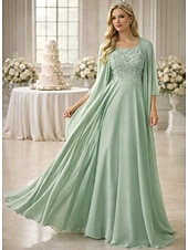economico Set di abiti per la mamma-Due Pezzi Set di Abiti Lunghezza al pavimento Abito da invitata a nozze Abito da cerimonia per signora Senza Maniche Collo quadrato Elegante Semplice Formale Ospite di nozze Serata Formale Chiffon con