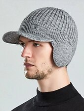 economico Cappelli da uomo-Cappello da uomo in maglia con paraorecchie – vari colori, materiale in maglia di poliestere, caldo e comodo per gli sport invernali e le attività all'aperto