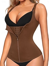 ieftine Corset pentru modelarea taliei-Pentru femei Îmbrăcăminte modelare corporală Activ Dulce Culoare pură Fermoar Zilnic Vacanță Stradă Fără manșon În U Negru Alb Mov Maro Bej Vară Primăvară Zvelt