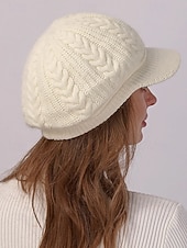 billige Damehatter-Strikket baseballcaps for kvinner med fleecefôr, flere farger, varm og koselig vinterlue