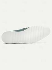 billige Loafers-Grønne herresko i skinn, elegant slip-on-design, komfortabel polstret såle, stilig, avslappet utseende for bryllup, fester og hverdagsbruk