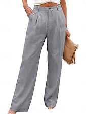 preiswerte Wesentliche Falsche Unterteile-Damen Kunstbaumwollleinen Weites Bein Freizeithose Sommerhose Urlaub Streetwear Basic Volle Länge Mittlere Taillenlinie Einfach Tasche Atmungsaktivität Bequem Unelastisch Täglich Outdoor Urlaub Blau