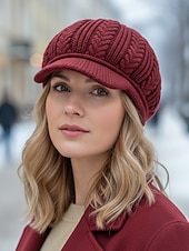 billige Damehatter-Strikket baseballcaps for kvinner med fleecefôr, flere farger, varm og koselig vinterlue