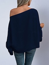 voordelige Chique Blouses-Dames Overhemd Satijnen overhemd Blouse Tops met blote schouders Effen Stijlvol Klassiek Modern Lange mouw Schouderafhangend Normale tops Dagelijks Feestdagen Uitgaan blauw Zwart Blozend Roze Rood