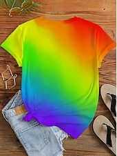 billiga Konst &amp; Design t-shirt-Dam T-shirt Mönster Nyans Grafisk Vintage Stylish Klassisk Kortärmad Rund hals Vanliga toppar Dagligen Helgen Gul Purpur Sommar Vår