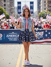  Scarpe in tela con laccetti rossi e blu per donna per il 250° Anniversario degli Stati Uniti – Sneakers casual patriottiche vintage per il Giorno dell'Indipendenza parate passeggiate in città viaggi