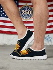  250-летний юбилей США Мужские патриотические графические кроссовки - легкие дышащие повседневные слип-оны обувь с принтом американского флага для парадов путешествий уличной моды и повседневной носки