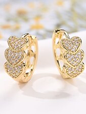 levne Valentýna-Dámské křišťálové náušnice ve tvaru srdce, pozlacená slitina, více barev, ideální na Valentýna, svatby i každodenní nošení