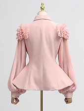 preiswerte Semi-formal / Cocktail-Zweiteilig A-Linie Knöchellänge Kleid für Hochzeitsgäste Kleider für Hochzeitsgäste Elegant Vintage Täglich Langarm Revers Gartenparty Hochzeit mit 3D-Blumen Falten