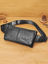 economico Borselli da uomo-Marsupio e tracolla da uomo in vera pelle, nero e caffè, marsupio multiuso per casual, viaggi, attività all'aperto, spostamenti quotidiani e stile di vita cittadino