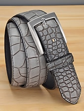 abordables Cinturones de hombre-Cinturón ajustable de piel sintética con estampado de cocodrilo para hombre, varios colores, perfecto para bodas y uso diario, diseño duradero y elegante.