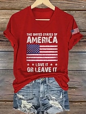 ieftine tricou Art &amp; Design-Ziua Independenței Americane Pentru femei Tricou Tee Top Steagul american Modă Clasic Casual Manșon scurt În V Topuri obișnuite Zilnic Ieșire Sfârșit de săptămână Albastru piscină Negru Roșu-aprins