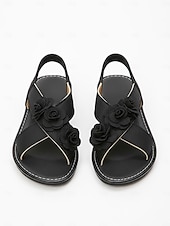 cheap Bridesmaid-Women's Blush Pink Floral Flat Sandals, Soft Ankle Strap Bridesmaid Shoes for Beach Wedding Ceremonies