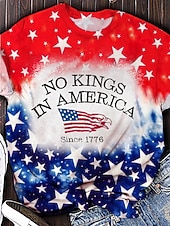  Independence Day Patriotic Women's T Shirt Graphic Flag Vintage Stylish Casual Short Sleeve Crew Neck Regular Tops Daily Weekend Print Blue White Red Royal Blue Sky Blue Summer Spring