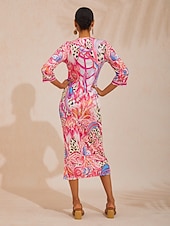 voordelige Boho-jurken-Blush&amp;Beast abstracte roze paisley stretchjurk