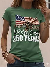  T-shirt patriote pour femmes impression graphique lettre style vintage classique à manches courtes col rond impression quotidienne weekend bleu été printemps automne