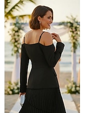 cheap Semi-formal / Cocktail-Two Piece A-Line Ankle Length Wedding Guest Dress Wedding Guest Dresses Elegant Daily Long Sleeve Spaghetti Strap Garden Party Wedding Guest with Strappy