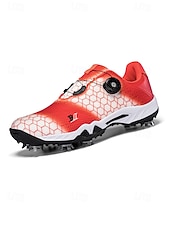 Χαμηλού Κόστους Ανδρικά Παπούτσια Γκολφ-Ανδρικά κόκκινα και μαύρα παπούτσια γκολφ – υψηλής ποιότητας συνθετικό δέρμα, αδιάβροχα, ιδανικά για γκολφ και ενεργό τρόπο ζωής σε εξωτερικούς χώρους