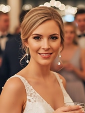 Недорогие Свадьба ACC-Женские серьги-подвески с искусственным жемчугом – материал: сплав и искусственный жемчуг, элегантный дизайн – идеально подходят для свадеб и повседневной носки.