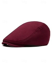 baratos Chapéus Masculinos-Boina masculina casual em poliéster com design simples e elegante, disponível em várias cores, perfeita para o uso diário.