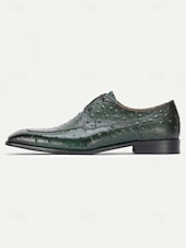 cheap Derby Shoes-Men's Green Crocodile Print Derby Shoes – Stylish Leather Shoes with Buckle Detail, Perfect for Weddings, Parties and Special Occasions