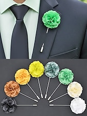 preiswerte Hochzeit ACC-Anstecknadel aus Polyester mit Blumenmuster für Herren, mehrfarbige Stoffblume, eleganter minimalistischer Stil für Trauzeugen, Hochzeiten, formelle Abendessen, Bankette und Abendveranstaltungen