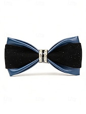 abordables Boda ACC-Pajarita de piel sintética para hombre: pajarita formal multicolor con detalle de diamantes de imitación, correa de cuello ajustable, estilo clásico y moderno para novios, bodas, San Valentín, fiestas y eventos formales.